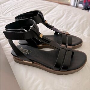 Flat black sandals